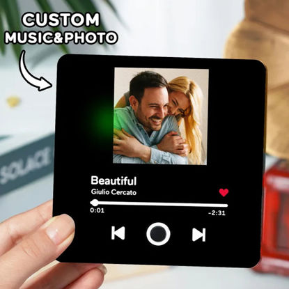 Picture of Custom Music Photo Fridge Magnet - Personalised Spotify Plaque Magnet - Fridge Magnet with song