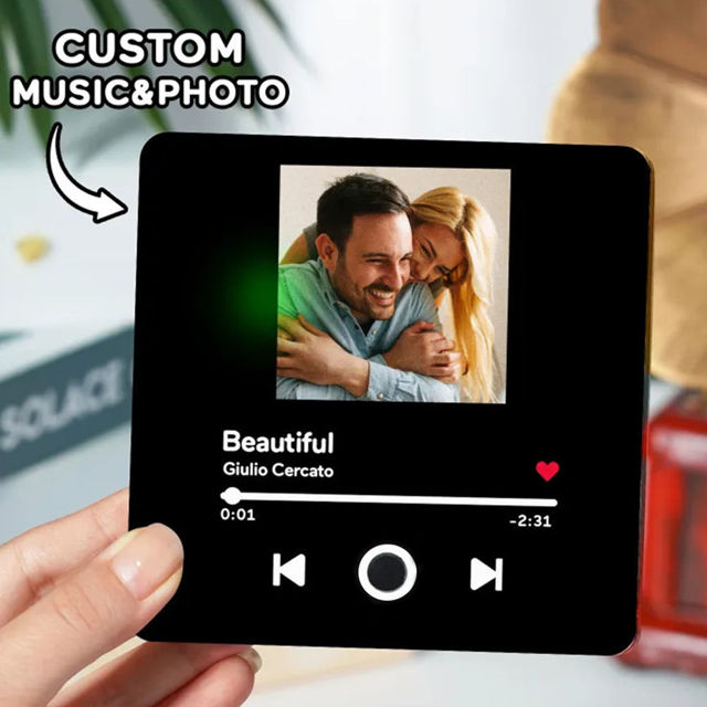 Picture of Custom Music Photo Fridge Magnet - Personalised Spotify Plaque Magnet - Fridge Magnet with song