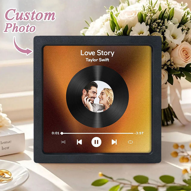 Picture of Framed Custom Music Photo Fridge Magnet - Personalised Spotify Plaque Magnet - Fridge Magnet with song