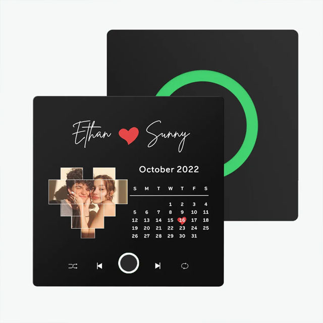 Picture of Valentine's day Custom Fridge Magnet with Photo - Personalised Spotify Plaque Magnet - Fridge Magnet with Calendar