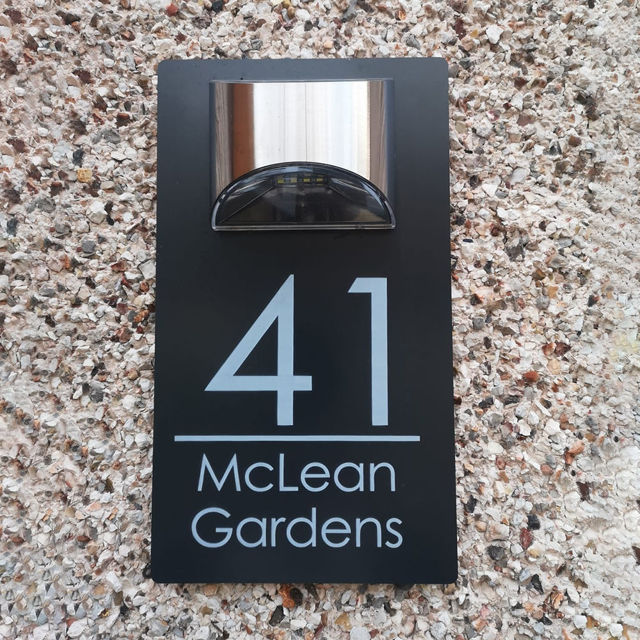 Picture of Custom Printing Black house sign with solar light - Acrylic Number Door Signs Plaque - LED Lit Number