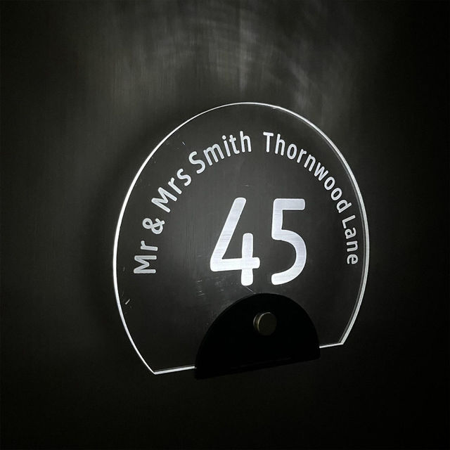 Picture of Custom Printing House Sign with Solar Light - Round Acrylic Number Door Signs Plaque - LED Lit Number