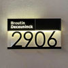 Picture of Custom Black House Sign with Solar Light - Lasered Acrylic Number Door Signs - LED Lit Number