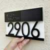 Picture of Custom Black House Sign with Solar Light - Lasered Acrylic Number Door Signs - LED Lit Number