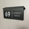 Picture of Custom Black House Sign with Solar Light - Laser Acrylic Number Door Signs - LED Lit Number