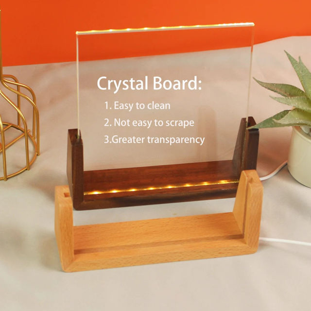 Picture of Custom Crystal Photo Frame: Personalized Crystal Photo Frame With A Warm Color Light Base