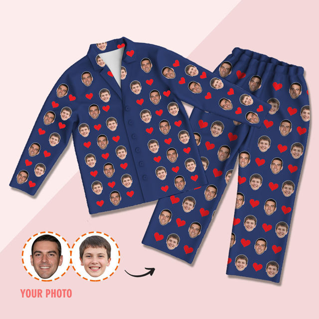 Picture of Personalized pajamas Customized photo pajamas Customized family pajamas complete set - full of loves