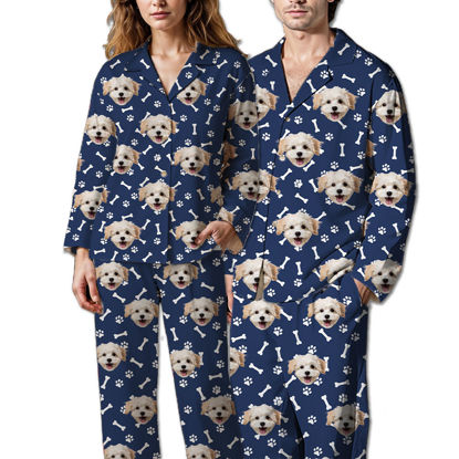 Picture of Personalized pajamas Customized pet photo pajamas Customized family pajamas complete set - Dog Bones