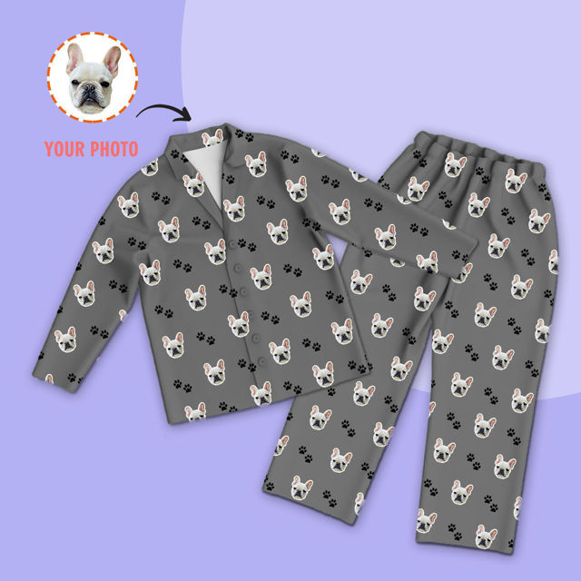 Imagen de Pijamas personalizados Pijamas personalizados Pijamas personalizados con foto de mascota Pijamas familiares personalizados conjunto completo - Dog Paws