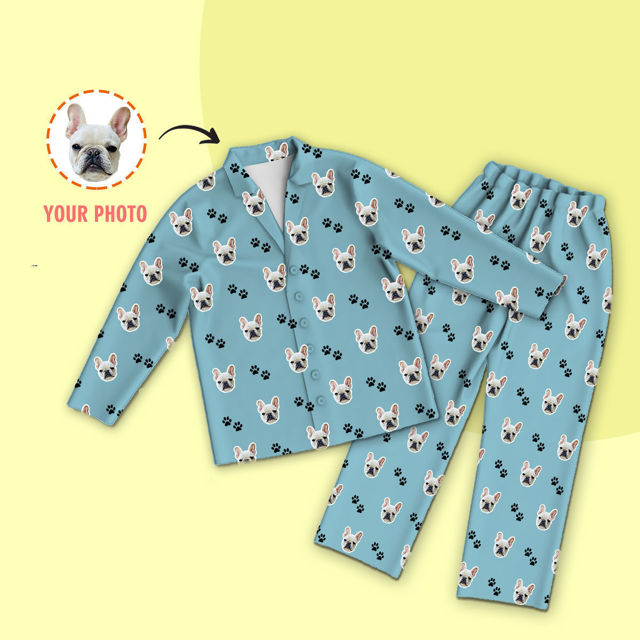 Imagen de Pijamas personalizados Pijamas personalizados Pijamas personalizados con foto de mascota Pijamas familiares personalizados conjunto completo - Dog Paws