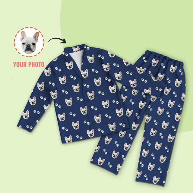 Imagen de Pijamas personalizados Pijamas personalizados Pijamas personalizados con foto de mascota Pijamas familiares personalizados conjunto completo - Dog Paws