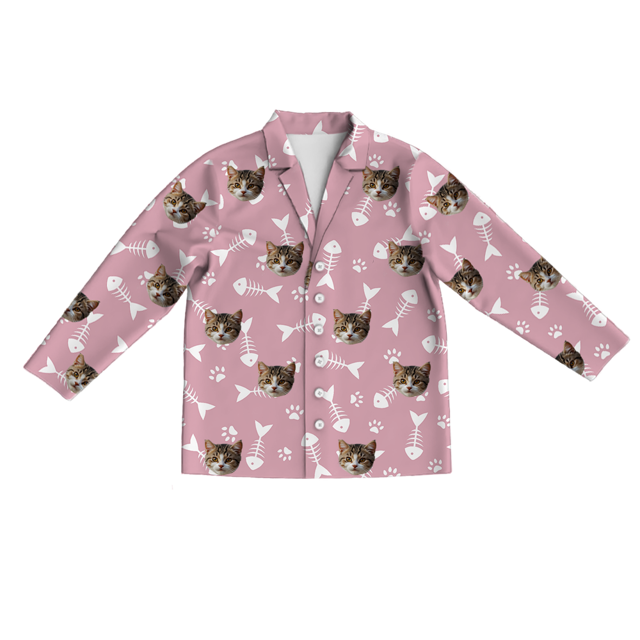 Picture of Personalized Pajamas - Custom long sleeve pajamas - Custom cat face pajamas - Custom cat face colorful long sleeve pajamas