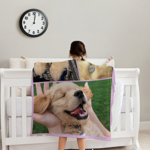 Picture of Custom Photo Blanket | Personalized Family Blanket with 3 Photos | Make Your Own Blankets | Gifts for Family