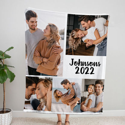 Picture of Custom Photo Blanket | Personalized Holiday Couple Photo Blanket | Warm Christmas Gift