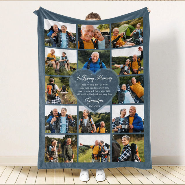 Picture of Custom Memorial Photo Blanket with Text - Personalized Photo Blanket - Memorial Gift