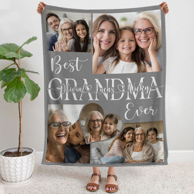 Picture of Custom Photo Blanket | Mom Blanket | Collage Blanket for Nana