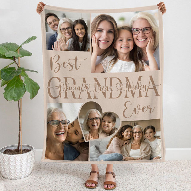 Picture of Custom Photo Blanket | Mom Blanket | Collage Blanket for Nana