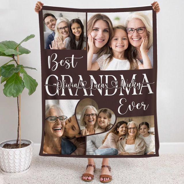 Picture of Custom Photo Blanket | Mom Blanket | Collage Blanket for Nana