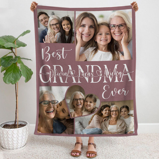 Picture of Custom Photo Blanket | Mom Blanket | Collage Blanket for Nana