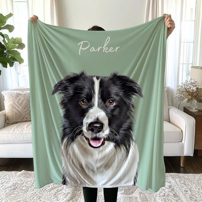 Picture of Custom Photo Blanket | Custom Print Pet Blanket |Pets Art Portrait Pet Gifts | Gift for Pet Person