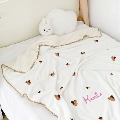 Picture of Personalized Embroidered Bean Plush Milk Velvet Throw Blanket - Custom Bean Blanket Children's Blanket, Soft, Comfortable and Warm