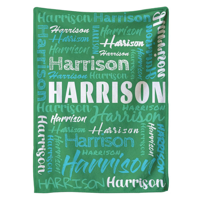 Picture of Personalized Name Blanket  | Kids Name Blankets in Various Fonts | Birthday or Christmas Gift