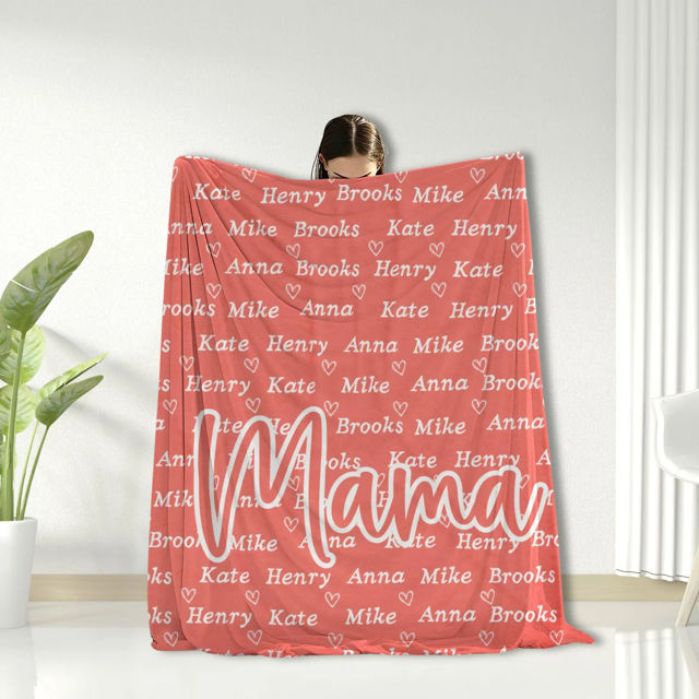 Picture of Personalized Mom Blanket with Kids Name | Gift for Mother from Children | Best Mother's Day Gift or Christmas Gift