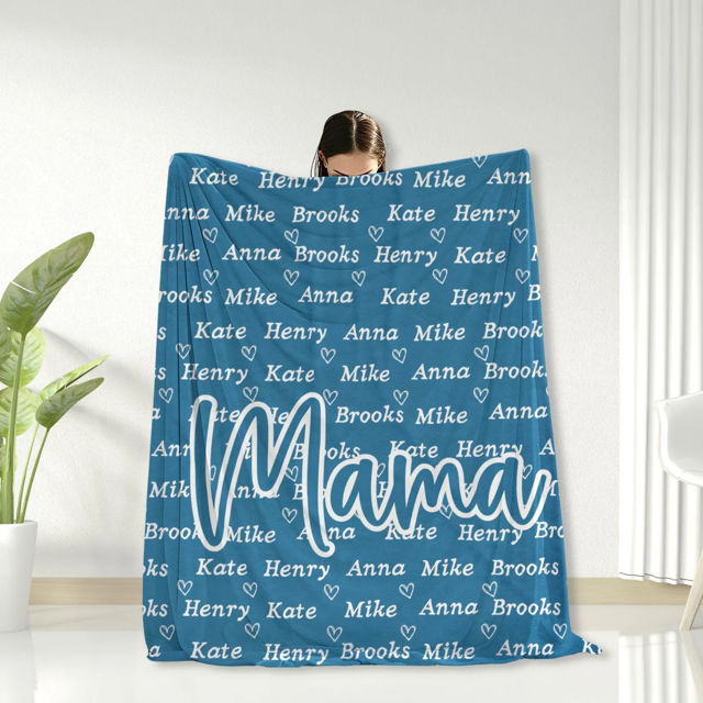 Picture of Personalized Mom Blanket with Kids Name | Gift for Mother from Children | Best Mother's Day Gift or Christmas Gift