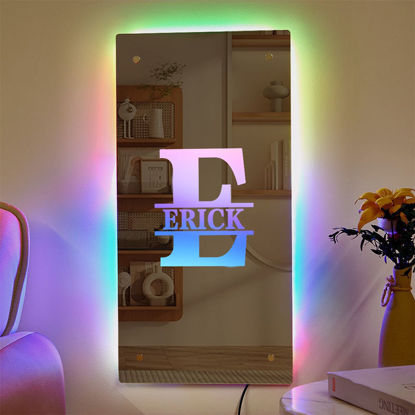 Picture of Personalized Name LED Neon Sign Mirror with Uppercase Letter - Customized Illuminated Name Mirror - Custom Wall Art Light Up Mirror - Best Birthday, Anniversary & Christmas Gift for Family and Friends