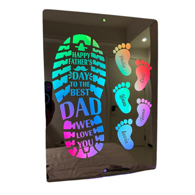 Picture of Personalized Name LED Mirror Sign with Feet - Happy Father's Day Mirror - Custom Illuminated Name Mirror Sign - Cool Bedroom Decoration for Father's Day - Gifts to Dad