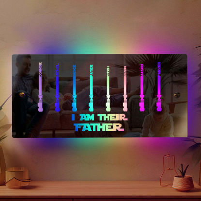 Picture of Personalized Name LED Neon Mirror - I AM THEIR FATHER Mirror - Custom Illuminated Name Mirror Sign for Dad - Cool Bedroom Decoration for Father's Day