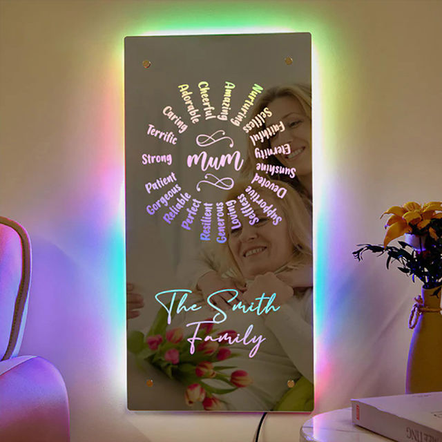 Picture of Personalized Name Mirror Sign - Custom Mum Mirror Sign with Words of Praise - Best Mother's Day Gifts for Mum