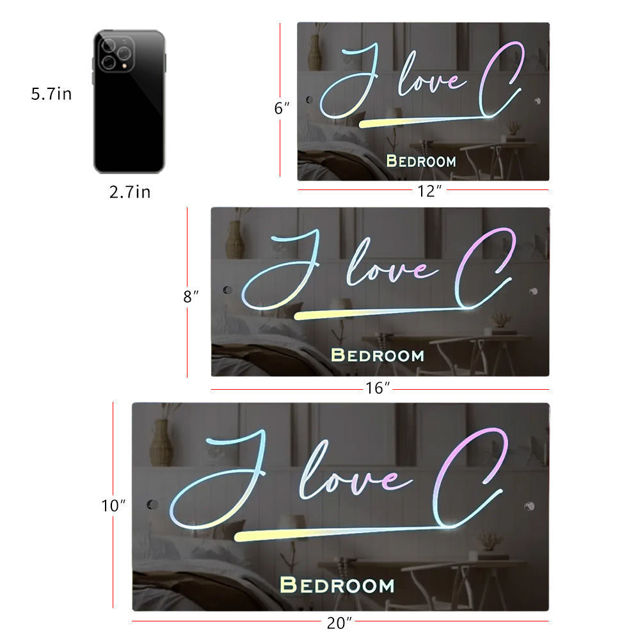 Picture of Personalized Couple Names Mirror Sign with LOVE - Best Birthday, Valentine's Gifts for Couples, Boyfriends and Girlfriends