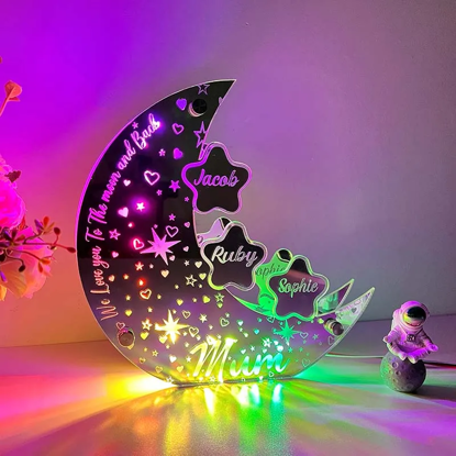 Picture of Personalized Celestial Moon Light - Custom Kids Names Mirror Sign - Best Mother's Day Gift for Family or Friends