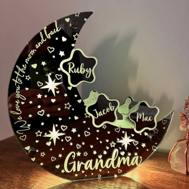 Picture of Personalized Celestial Moon Light - Custom Kids Names Mirror Sign - Best Mother's Day Gift for Family or Friends