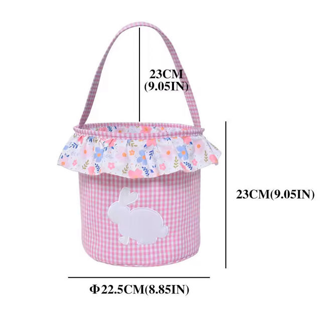 Picture of Personalized Embroidered Easter Basket - Personalized Princess Style Large Capacity Storage Basket - Custom Cylinder Tote Basket