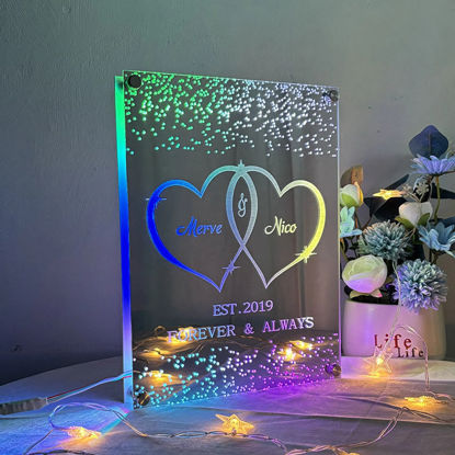 Picture of Custom Heart Mirror Sign - Personalized Mirror Sign with Couple Names and Text - Custom Mirror Night Light - Custom Wall Decor - Best Wedding Gift, Birthday Gift for Couples