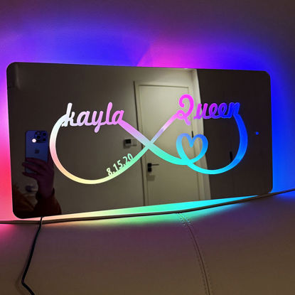 Picture of Personalized Couple Names and Date Mirror Sign - Custom Infinity Mirror Signs - Best Valentine's Day Gifts for Couples and Lovers