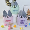 Picture of Personalized Easter Bucket - Custom Name Easter Bucket - Custom Embroidered Bunny Ears Striped Basket