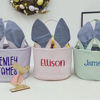 Picture of Personalized Easter Bucket - Custom Name Easter Bucket - Custom Embroidered Bunny Ears Striped Basket