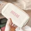 Picture of Custom Embroidered Corduroy Cosmetic Bag with Name | Personalized Travel lettered Makeup Bag | Gift for Her