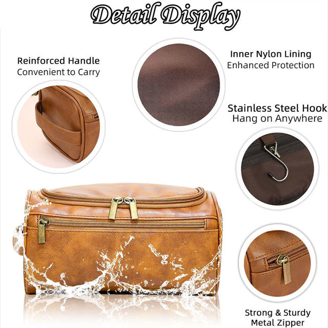 Picture of Custom Lasered Leather Toiletry Bag for Men | Personalized Groomsmen Gifts | Travel Bag For Men