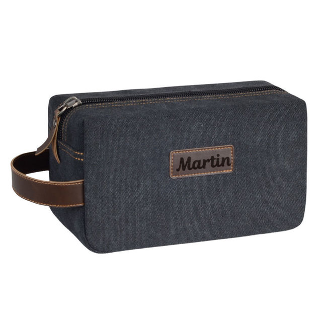 Picture of Men's Custom Canvas Toiletry Bag | Personalized Groomsmen Gifts | Travel Bag For Him