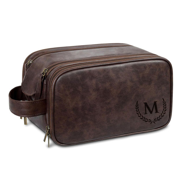 Picture of Custom Lasered Leather Toiletry Bag | Personalized Groomsmen Gifts | Travel Bag For Him