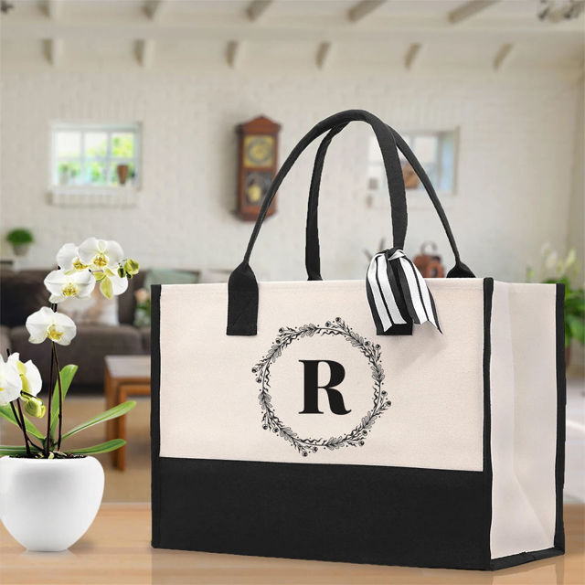 Picture of Custom Name Tote Bag | Personalized Canvas Tote Bag | Bridesmaid Gift | Gift for Her