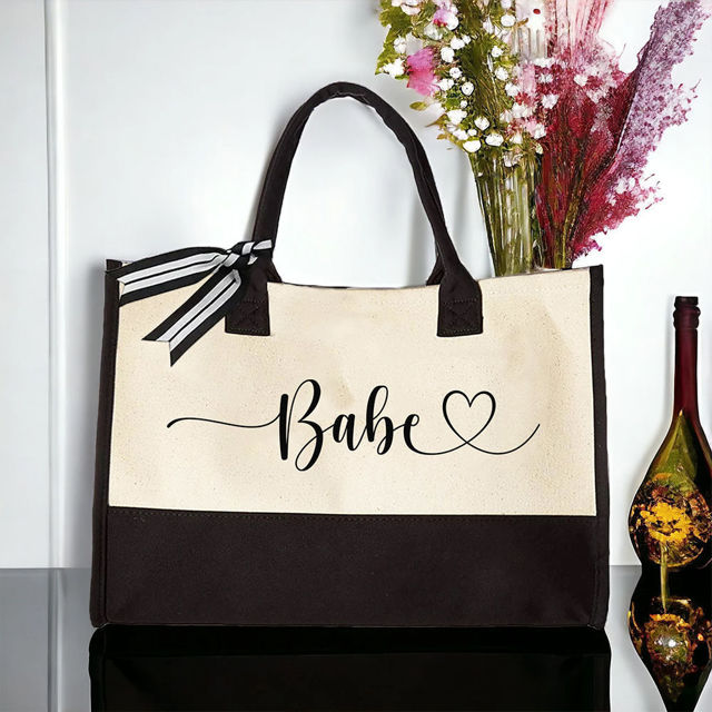 Picture of Custom Name Tote Bag | Personalized Canvas Tote Bag | Bridesmaid Gift | Gift for Her