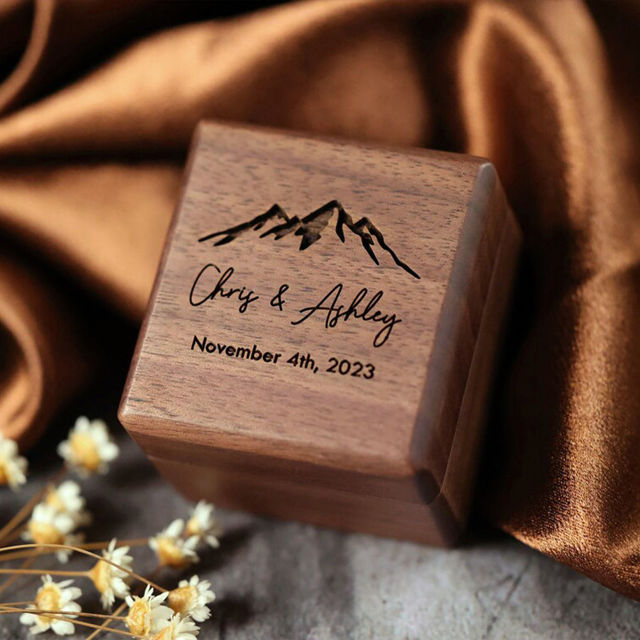 Picture of Personalized 3 Slot Ring Box - Custom Ring Boxes - Personalized Wooden Ring Box, Rectangular