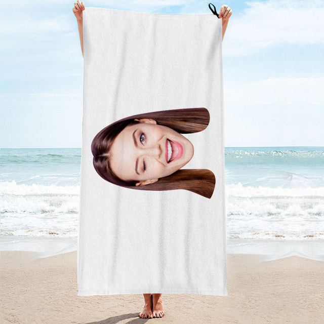 Picture of Personalized Photo Bath Towel Gift for Girlfriend or Boyfriend Summer Gift