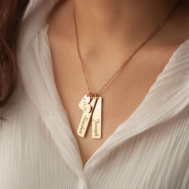 Picture of Personalized Heart and Bar Necklace | Custom Engraved Necklace | Name Necklace | Friendship Necklaces