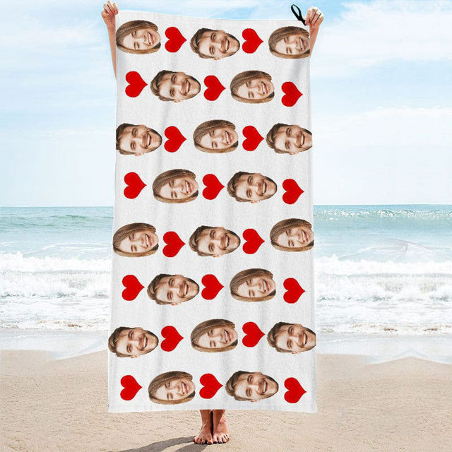 Picture of Customized Photo Towel Custom Beach Towels Gift For Couple